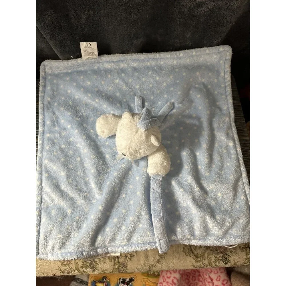 Blankets And‎ Beyond White Bear Polka Dot Blue Security Blanket Baby Lovey